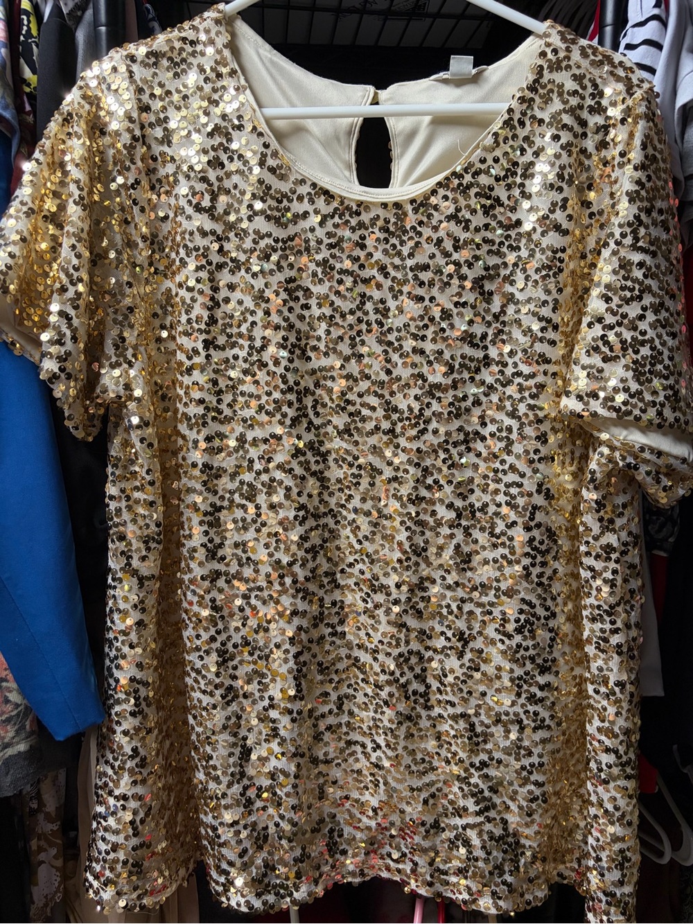 Cato Gold Sequin Short Sleeve Top
